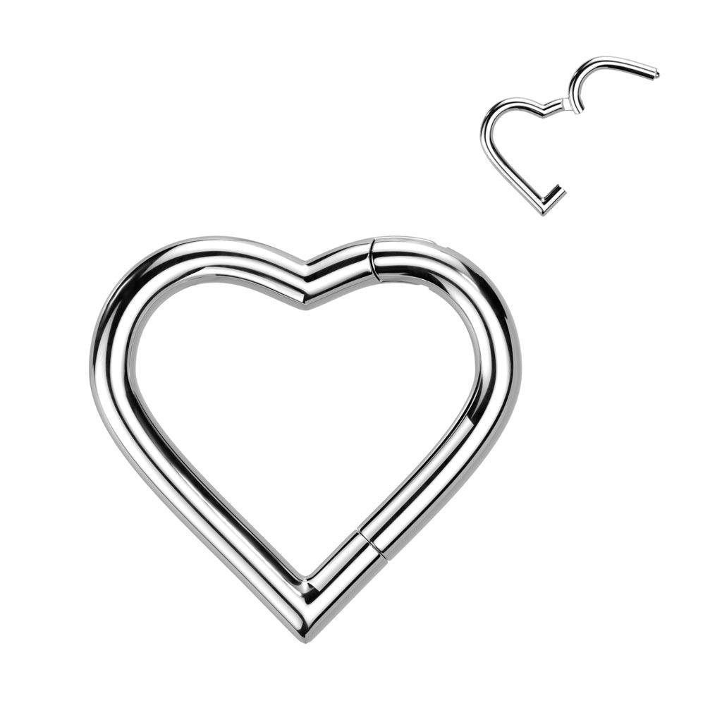 Lävistysrengas, Titanium Heart Hoop in Silver-titaaninen sydän clicker