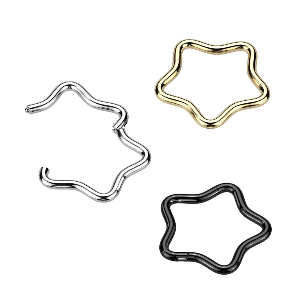 Lävistysrengas, Titanium Star Hoop in Silver -titaaninen tähti clicker