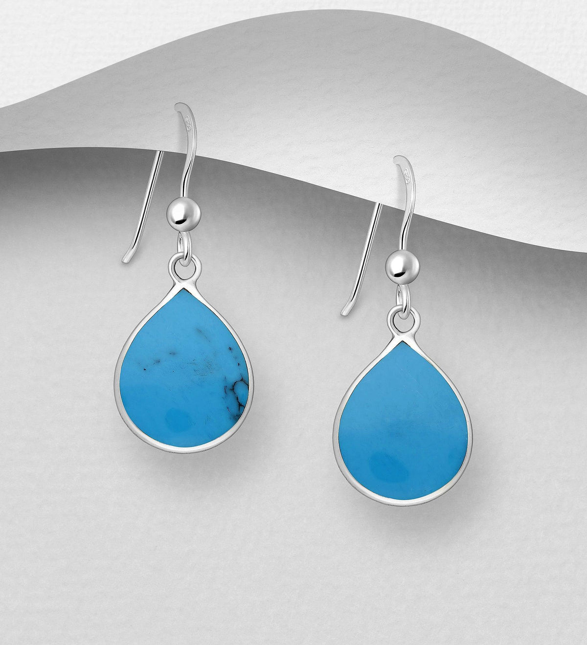 PREMIUM COLLECTION|Saga silver earrings with dark turquoise stones