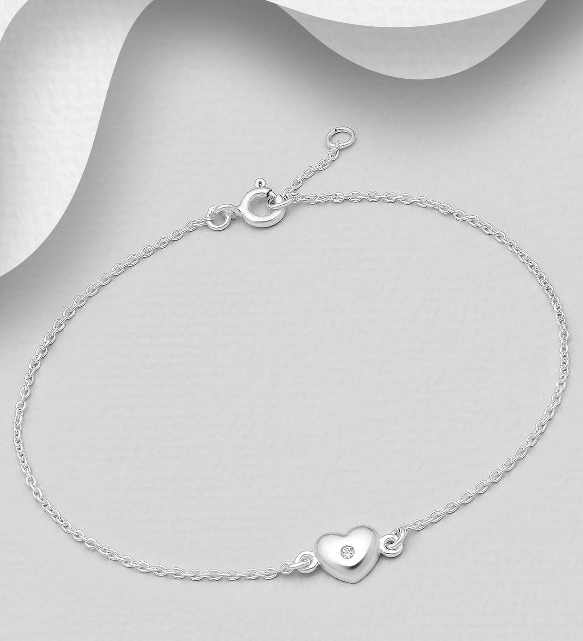 PREMIUM COLLECTION|Nora - graceful silver heart bracelet