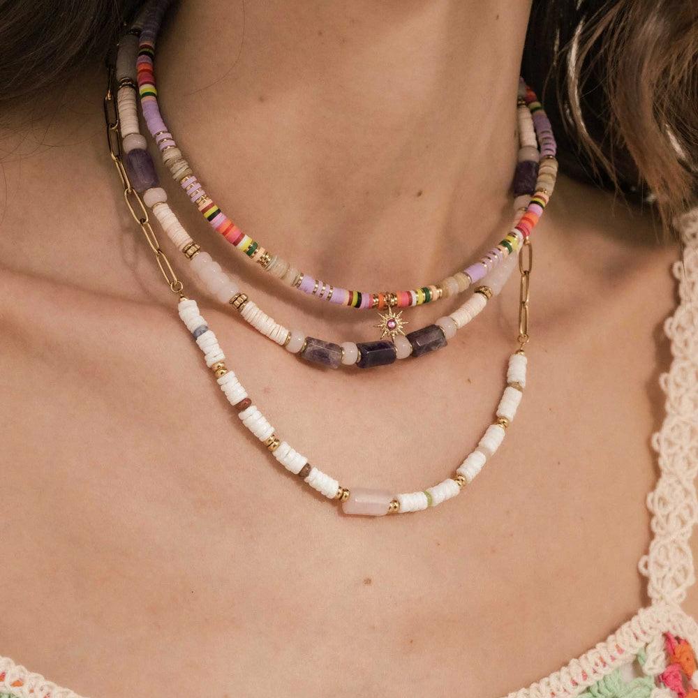 BOHM PARIS|Collier Aaliyah -apatite summer necklace with shell pearl