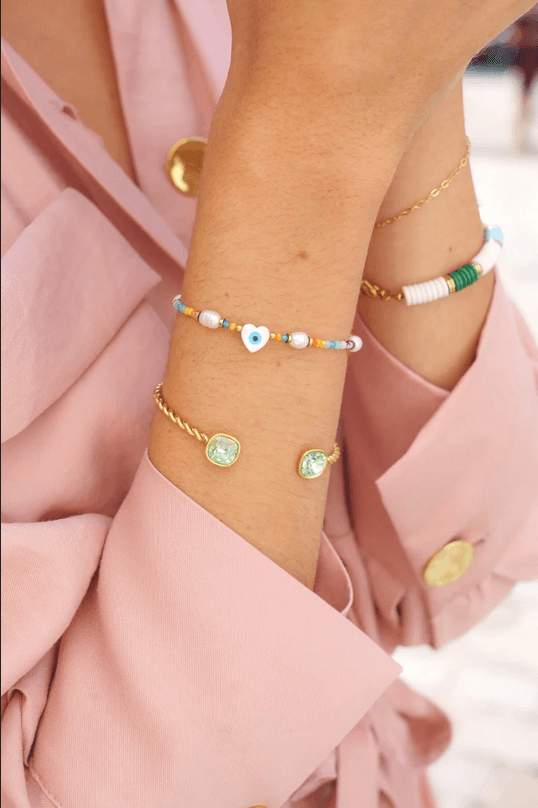 BOHM PARIS|Bracelet Manoel -kristallirannekoru (kulta, siniharmaa)
