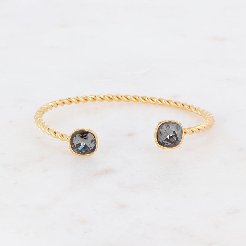 BOHM PARIS|Bracelet Manoel -kristallirannekoru (kulta, siniharmaa)