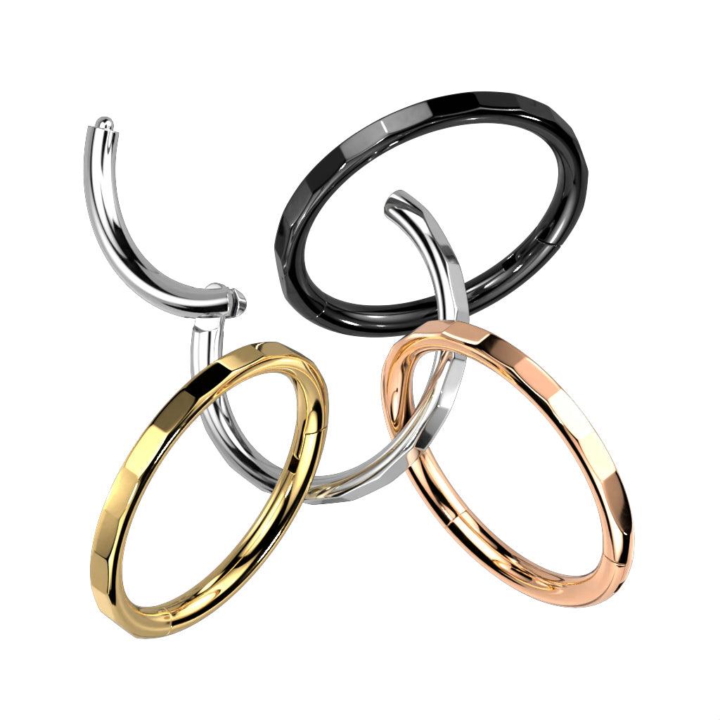 Lävistysrengas 1,2mm, Titanium Faceted Hoop -titaaninen clicker