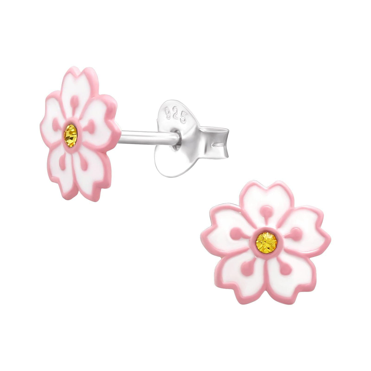Lasten hopeanapit, Pink Flower -vaaleanpunaiset kukkakorvakorut