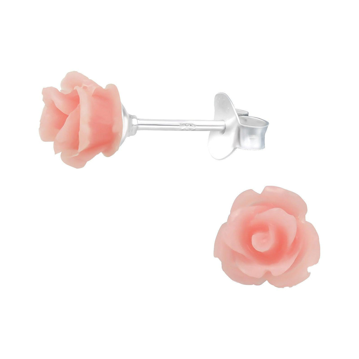 Lasten hopeanapit, Pink Rose -vaaleanpunaiset ruusukorvakorut