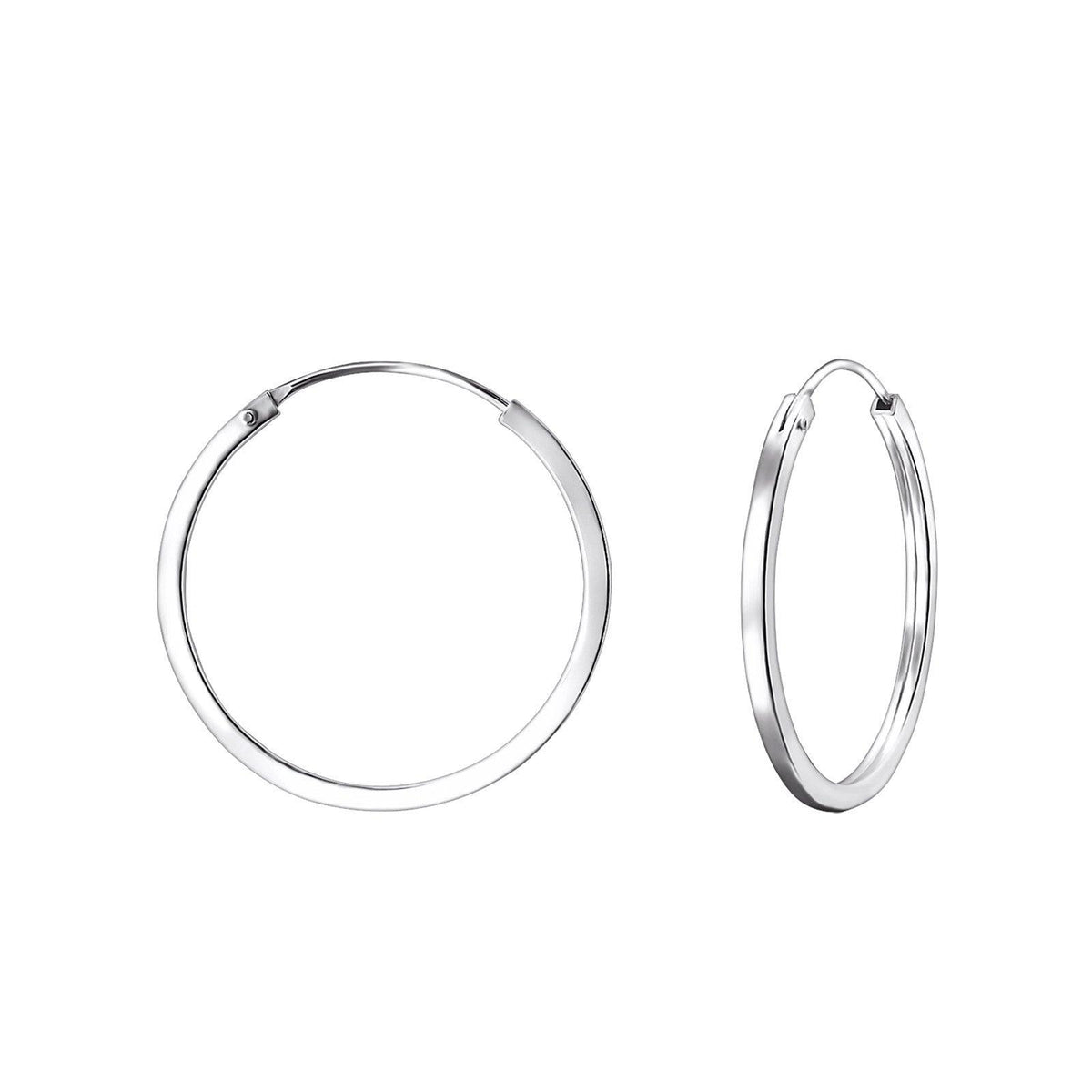 Hopearenkaat, Basic Flat 22mm Silver Hoops -sileät renkaat