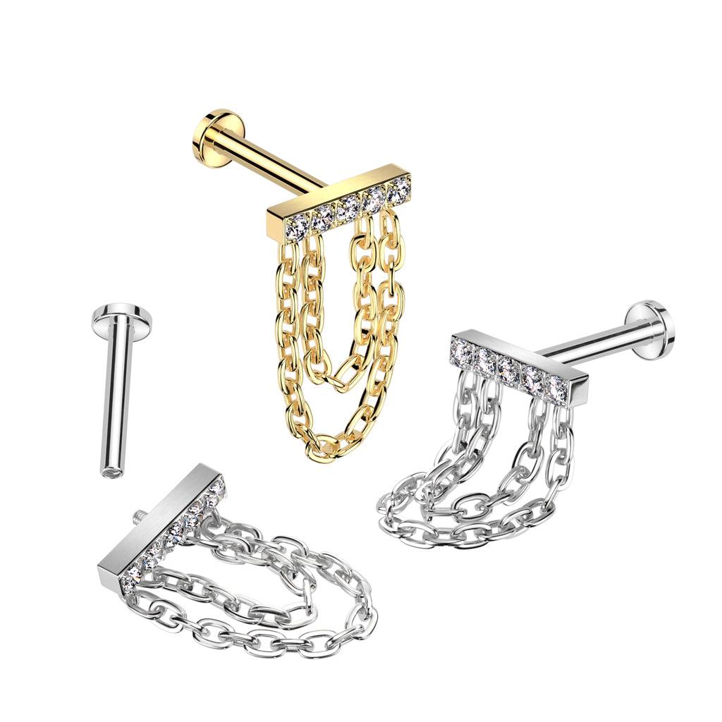 Rustokoru/traguskoru, Chain Dangle -titaaninen labret