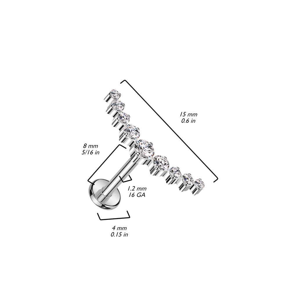 Rustokoru/traguskoru, Curved CZ Top in Gold -titaaninen labret