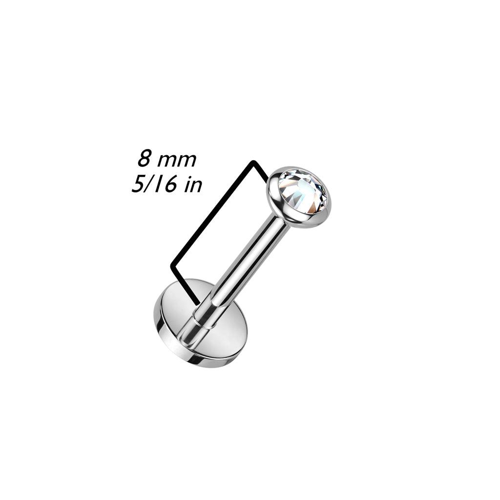 Rustokoru/traguskoru, AB Clear Push In CZ Top -titaaninen labret