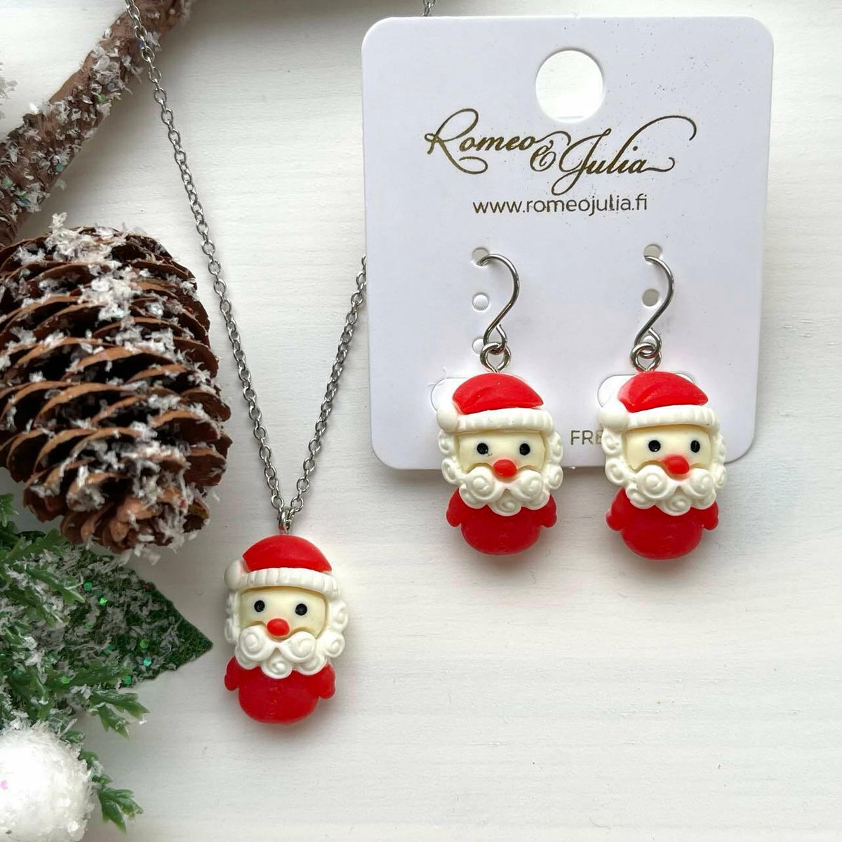 Christmas necklace, Little Santa - cute Santa Claus necklace