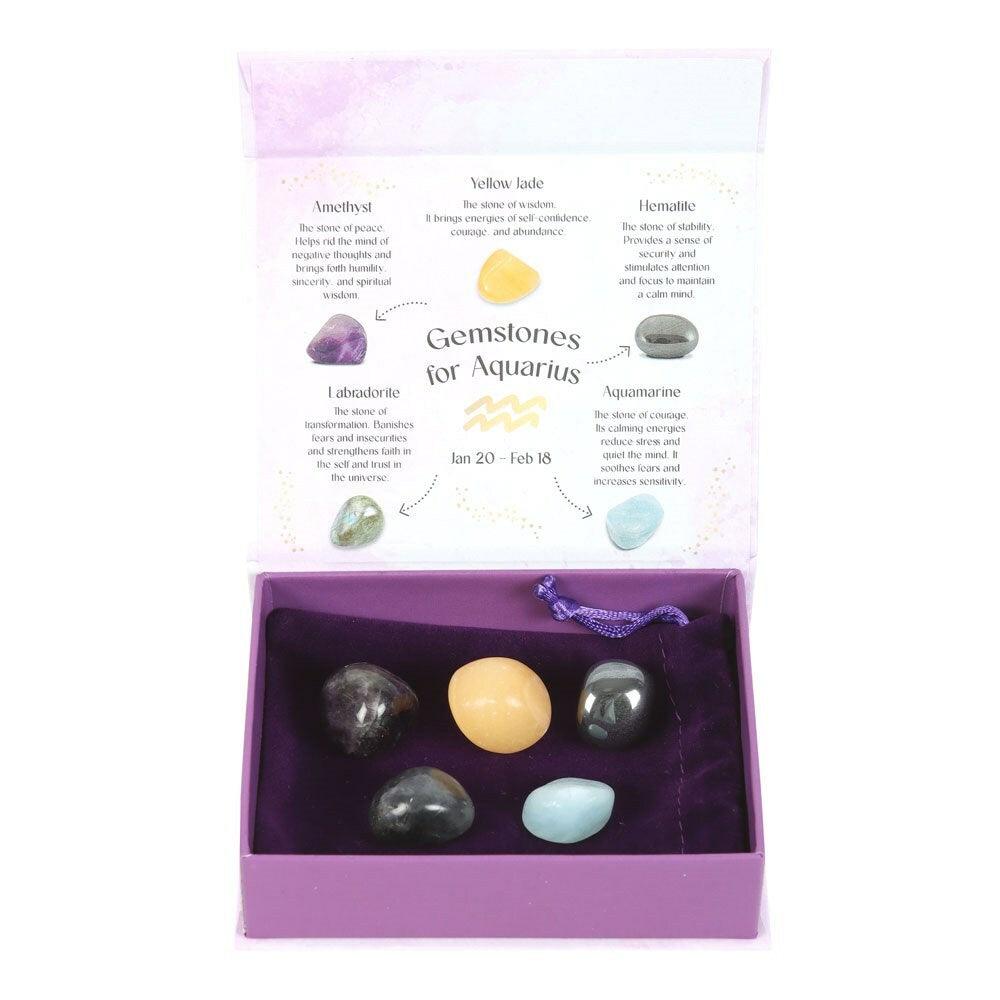 Aquarius Crystal Tumblestone Set -vesimiehen luonnonkivi lahjapakkaus