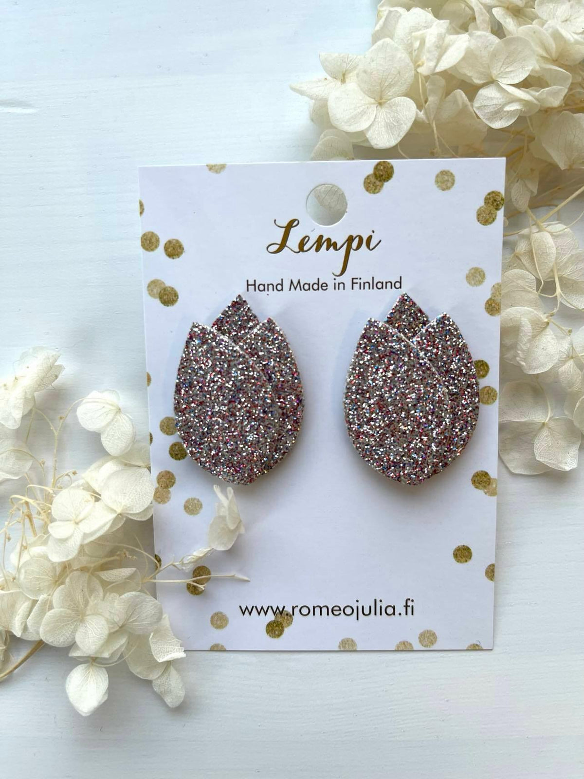 LEMPI-korvanapit, Tulppaani (multicolor -monisävyinen glitter)