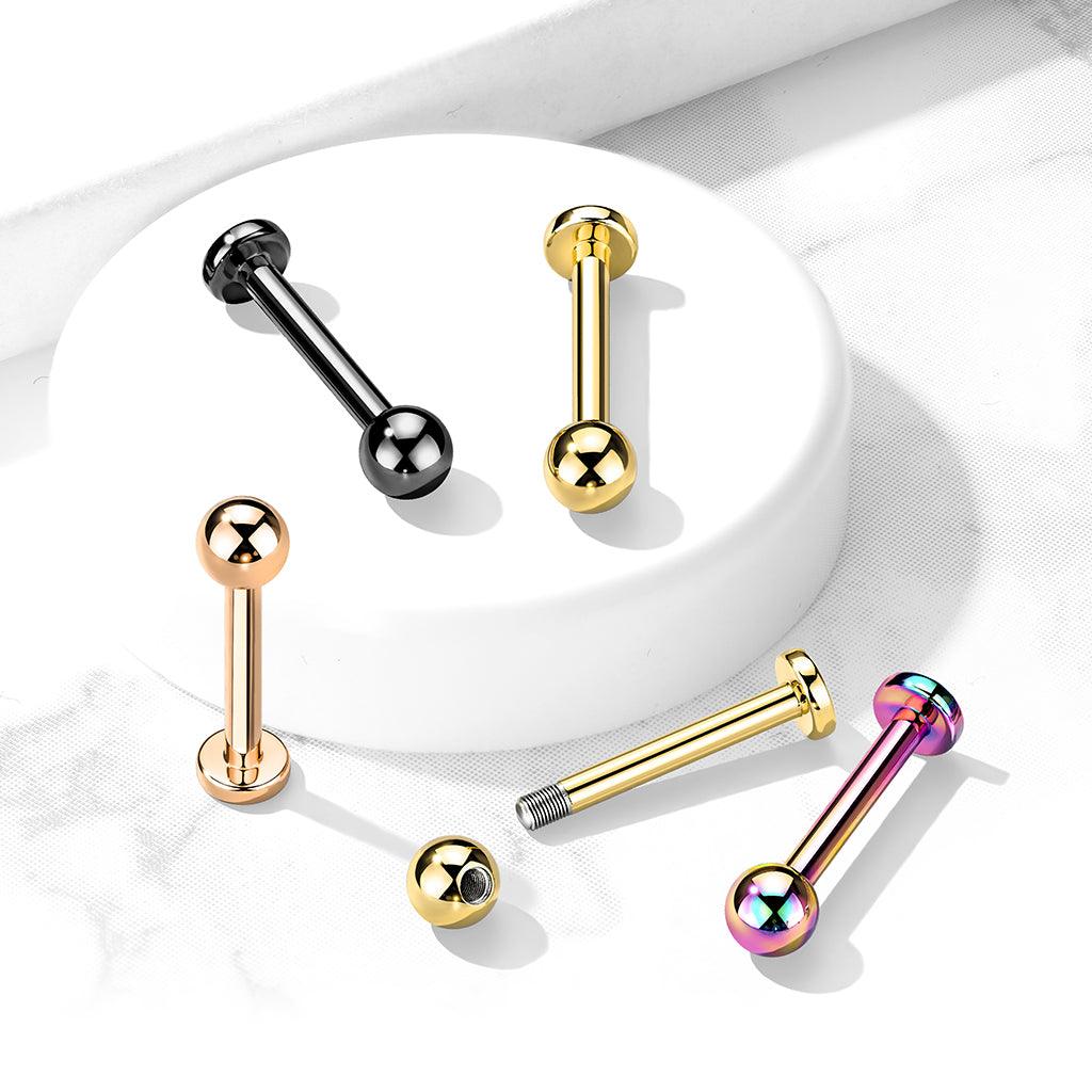 Labret 1,2mm, Titanium Basic 3mm Gold (titaaninen labret-tappi)