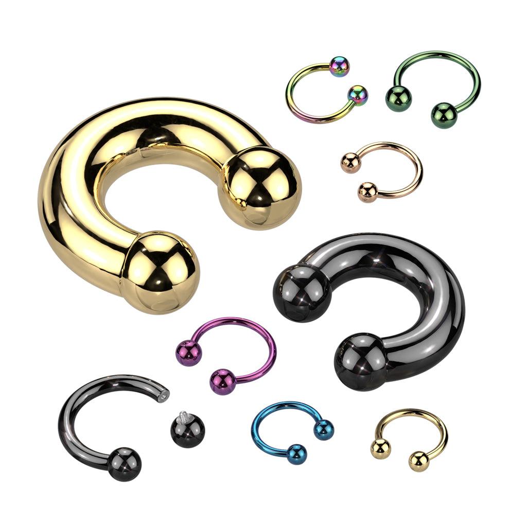 Hevosenkenkä 1,2mm, Internally Threaded Titanium Gold Horseshoe