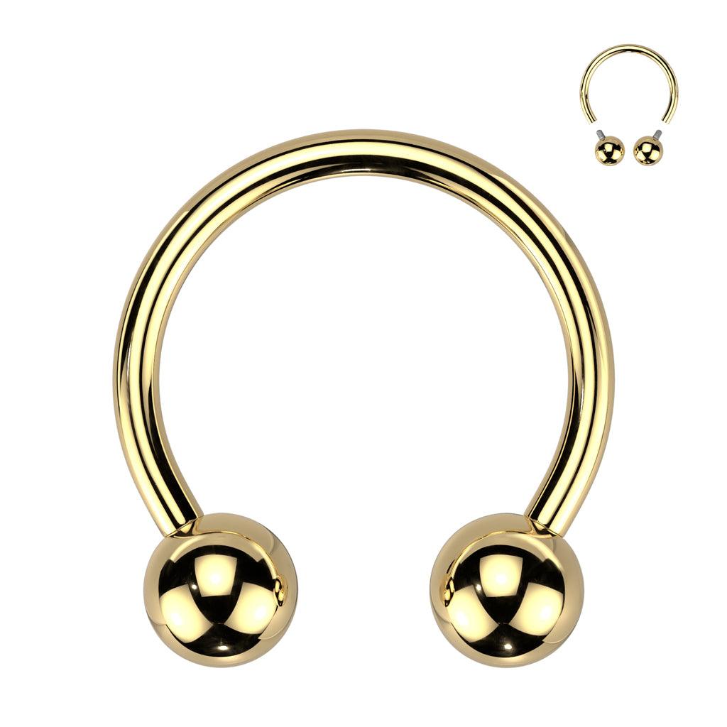 Hevosenkenkä 1,2mm, Internally Threaded Titanium Gold Horseshoe