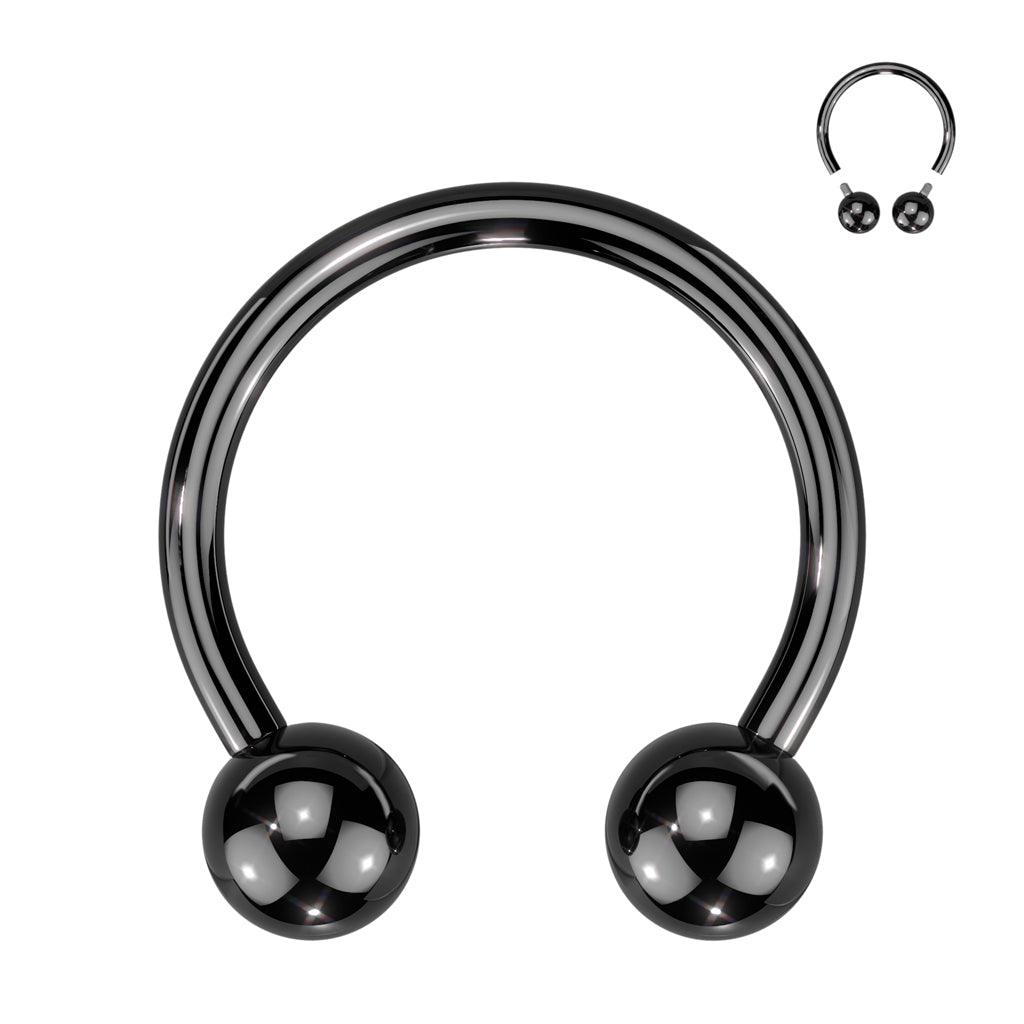 Hevosenkenkä 1,2mm, Internally Threaded Titanium Black -3mm pallot