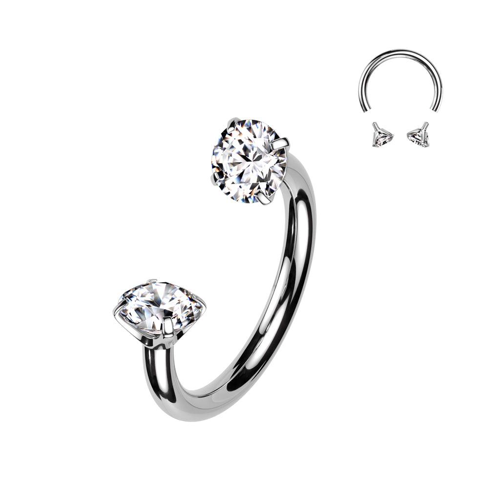 Hevosenkenkä 1,2mm, Internally Threaded Titanium Horseshoe CZ
