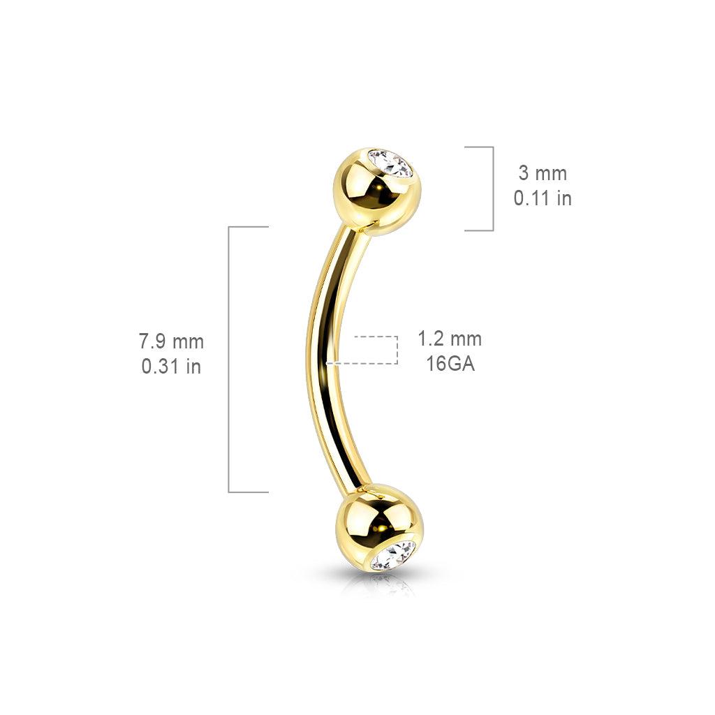 Crystal Arc 1,2mm – kaareva barbell kirkkailla kristalleilla (multicolor)