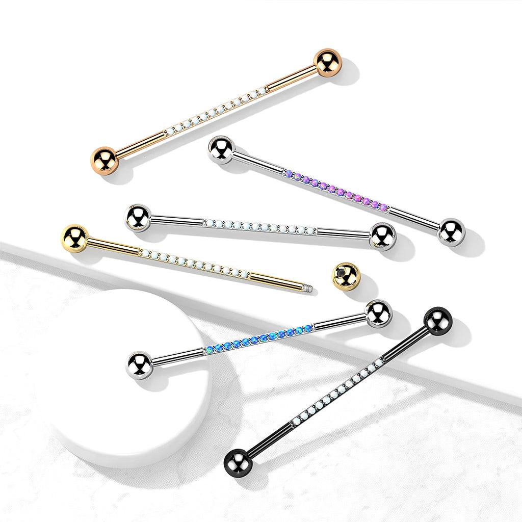 Industrial, Internally Threaded Opal & Rosegold Titanium
