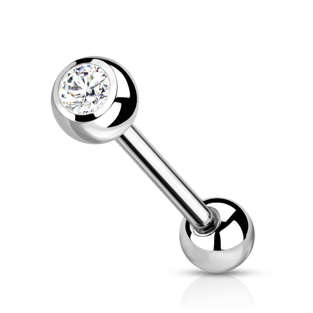 Barbell/kielikoru, Titanium Barbell With Clear CZ