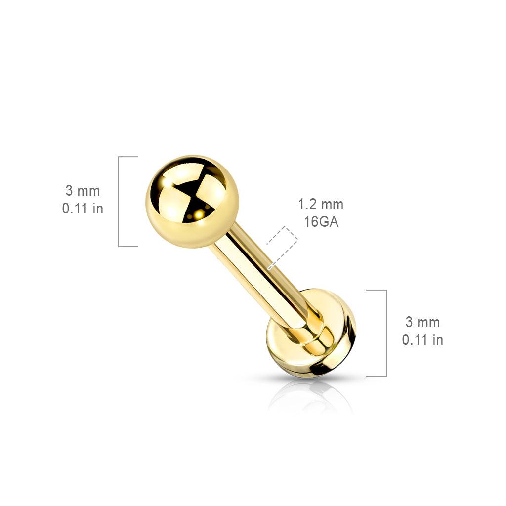 Labret 1.2mm, Titanium Basic 3mm Black (titanium labret pin)