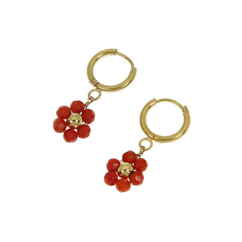 FRENCH RIVIERA|Maya Earrings -punaiset kukkarenkaat