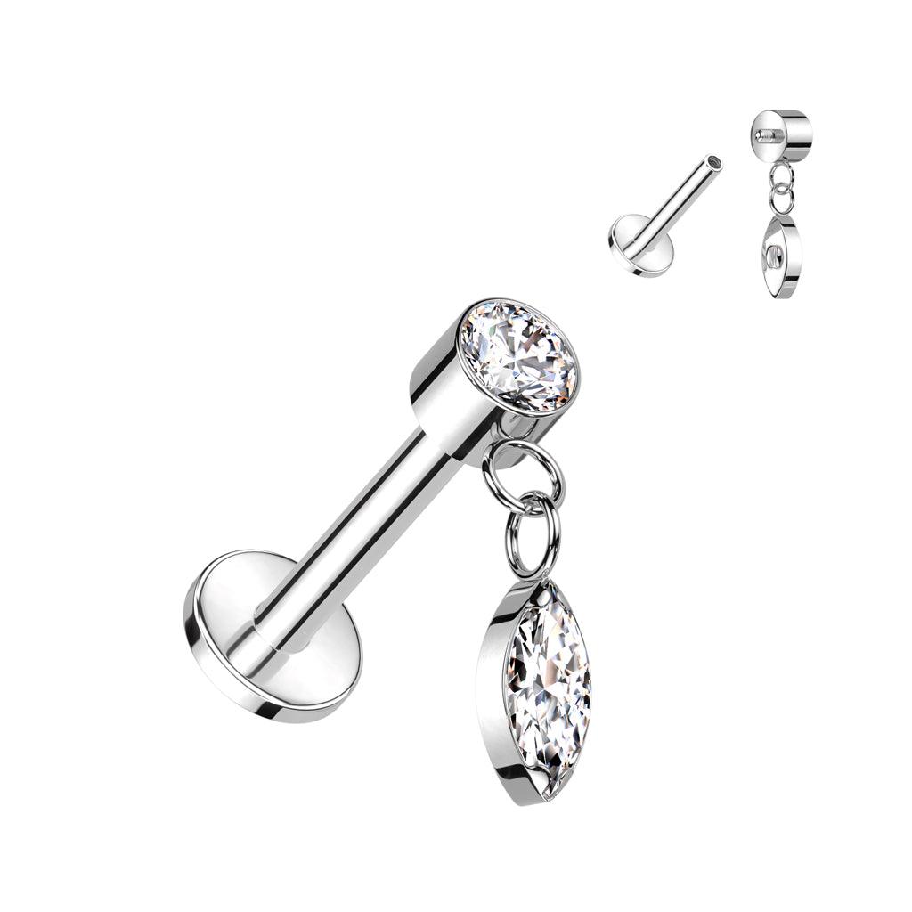 Titaani rustokoru/traguskoru, Dangly Marquise in Silver