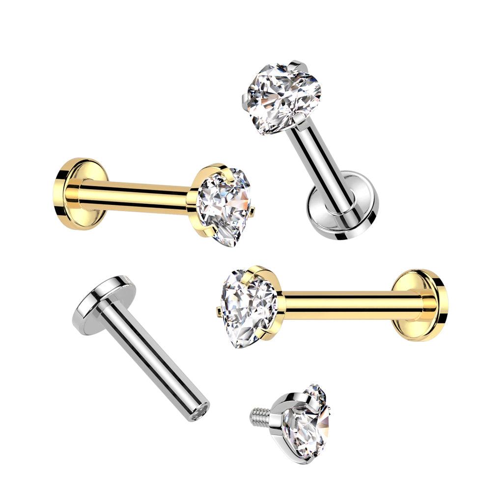Titaani rustokoru/traguskoru, Small Heart CZ Top in Silver