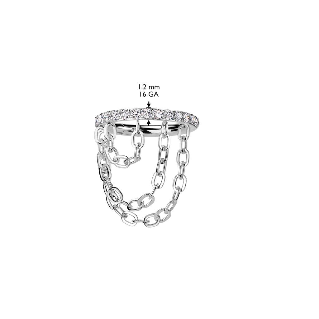 Lävistysrengas 1,2mm, Titanium Triple Chain -titaaninen clicker