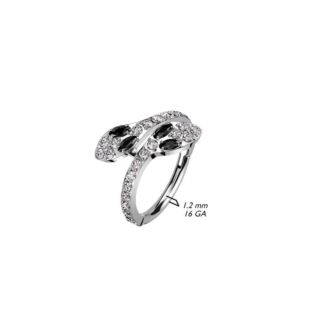 Lävistysrengas 1,2mm, Silver Titanium Snake Hoop -titaaninen clicker