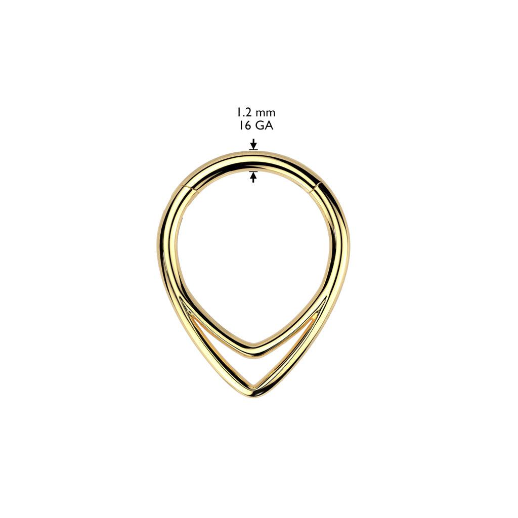 Lävistysrengas 1,2mm, Titanium Chevron Line Gold -titaaninen clicker