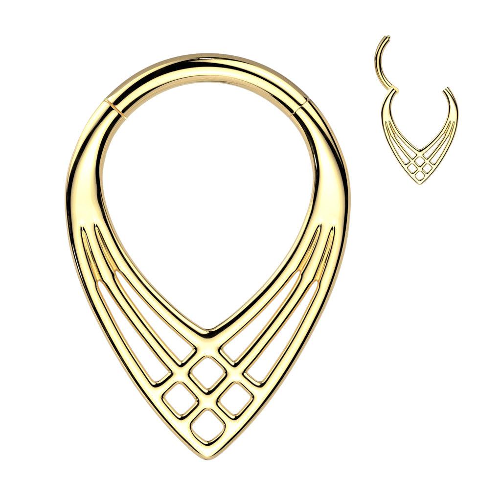 Lävistysrengas 1,2mm, Titanium Double Line Gold -titaaninen clicker
