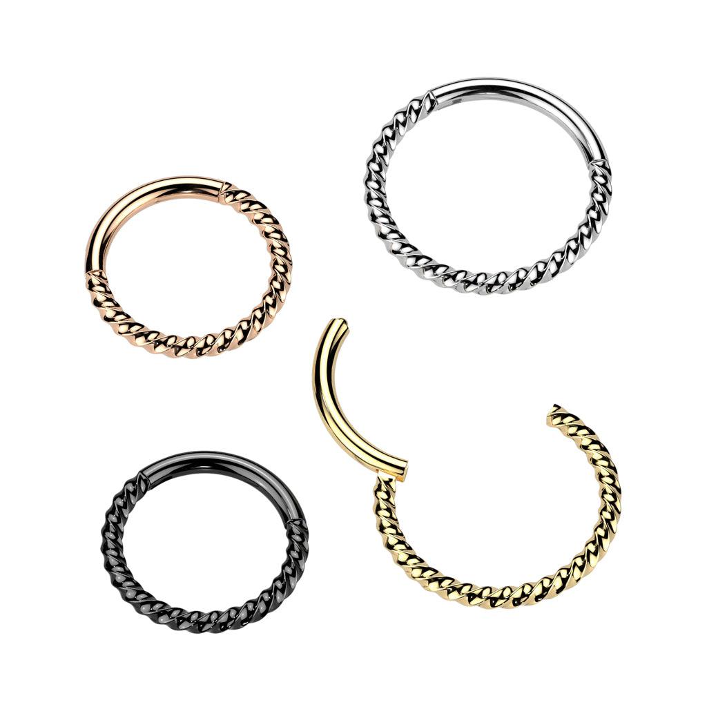 Lävistysrengas 1,2mm, Silver Titanium Braided Hoop -titaaninen clicker