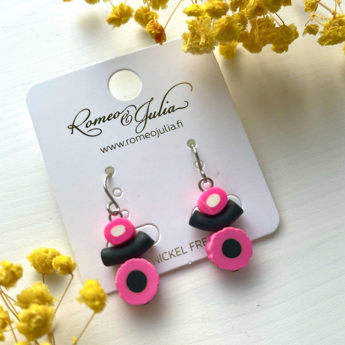 Earrings, All Sorts - pink English licorice