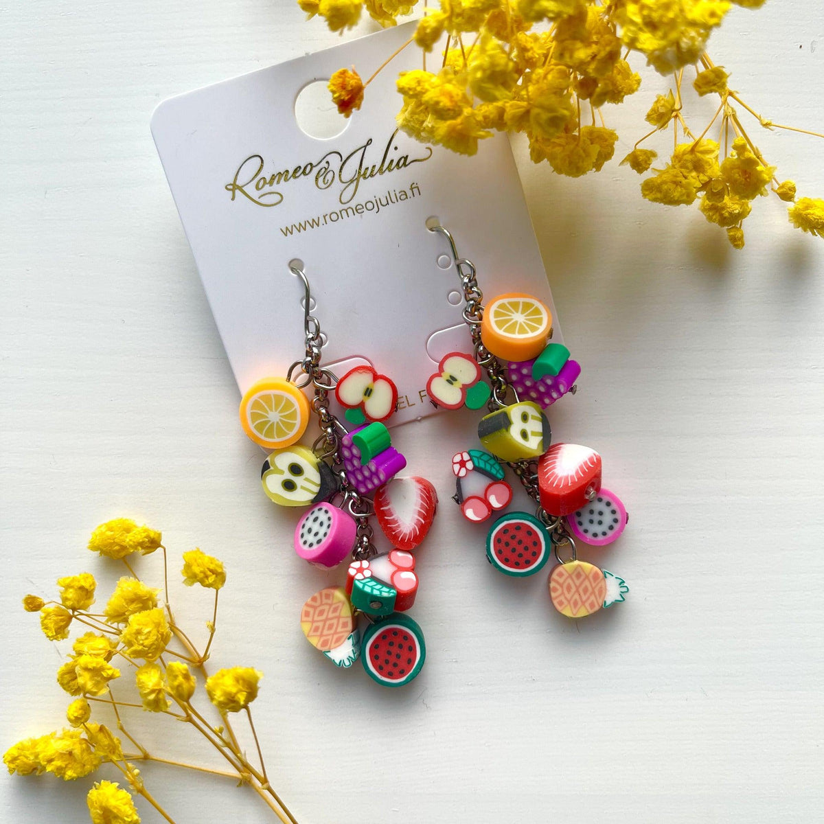 Earrings, Fruit Salad - colorful fruit salad earrings
