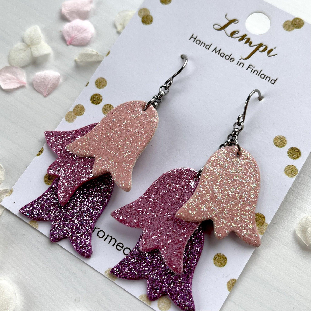 LEMPI® earrings, Summer Meadow (light pink-pink-lilac)