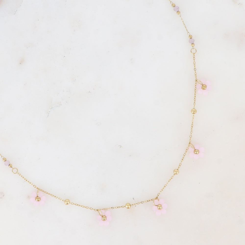 BOHM PARIS | Collier Rose Bloom – vaaleanpunainen kukkakaulakoru