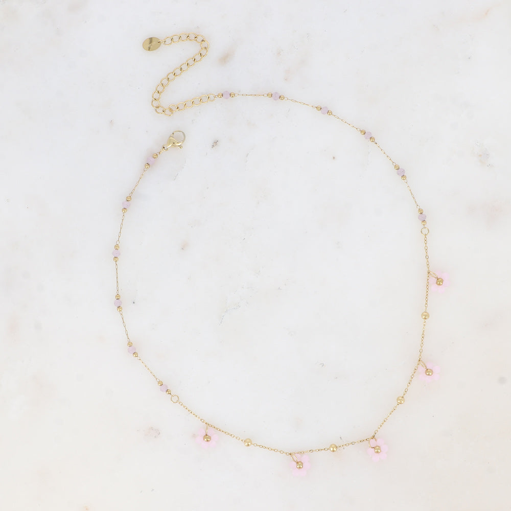 BOHM PARIS | Collier Rose Bloom – vaaleanpunainen kukkakaulakoru