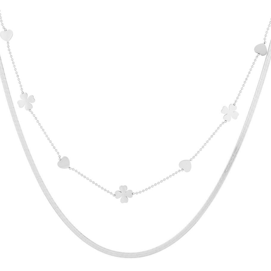 French Riviera | Love & Light - lucky clover surgical steel necklace (silver)