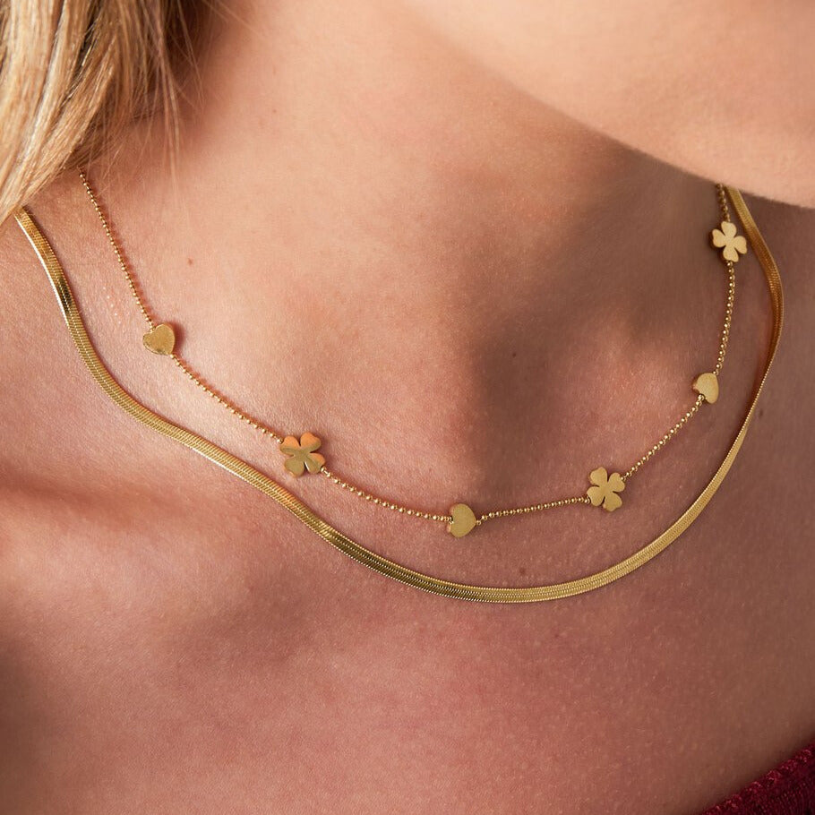 French Riviera | Love & Light - lucky clover surgical steel necklace (silver)