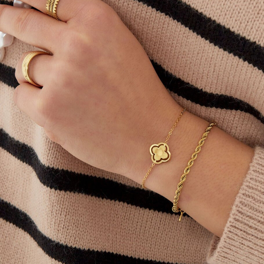 French Riviera | Marcelline lucky clover surgical steel bracelet (silver)
