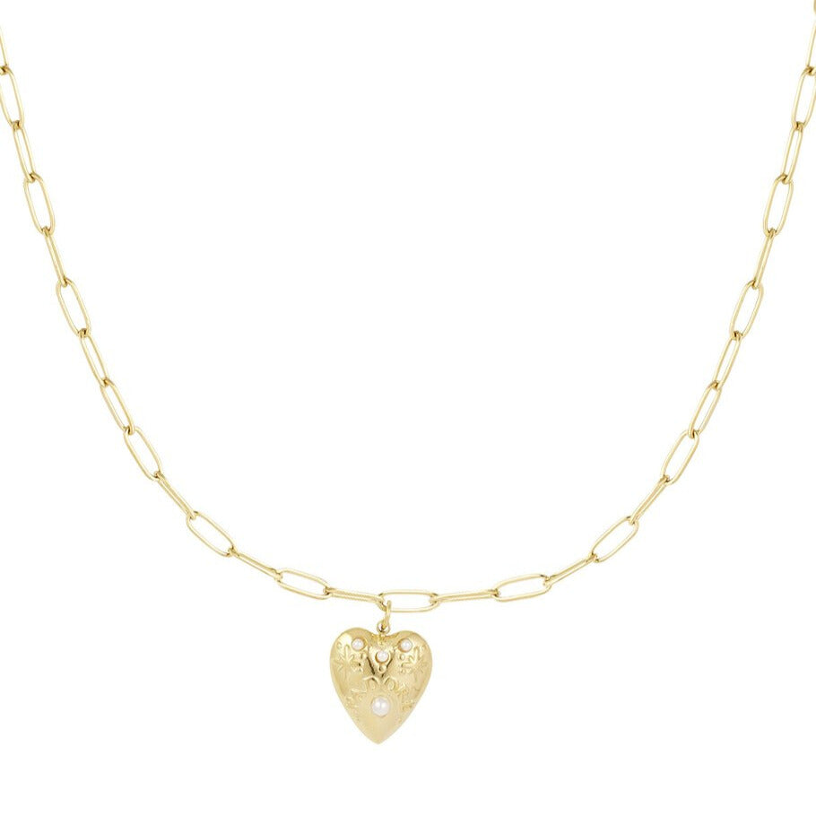 French Riviera | Amour Éternel heart necklace in surgical steel (gold)