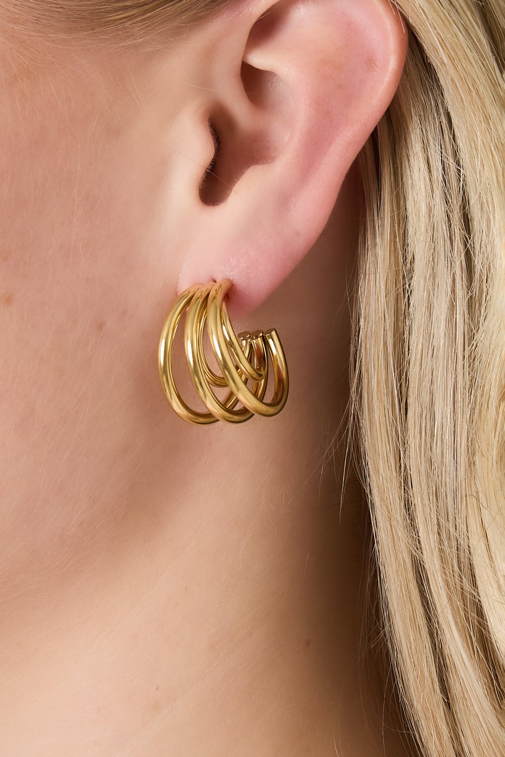 FRENCH RIVIERA | Coco Medium – triple row hoop earrings (gold)
