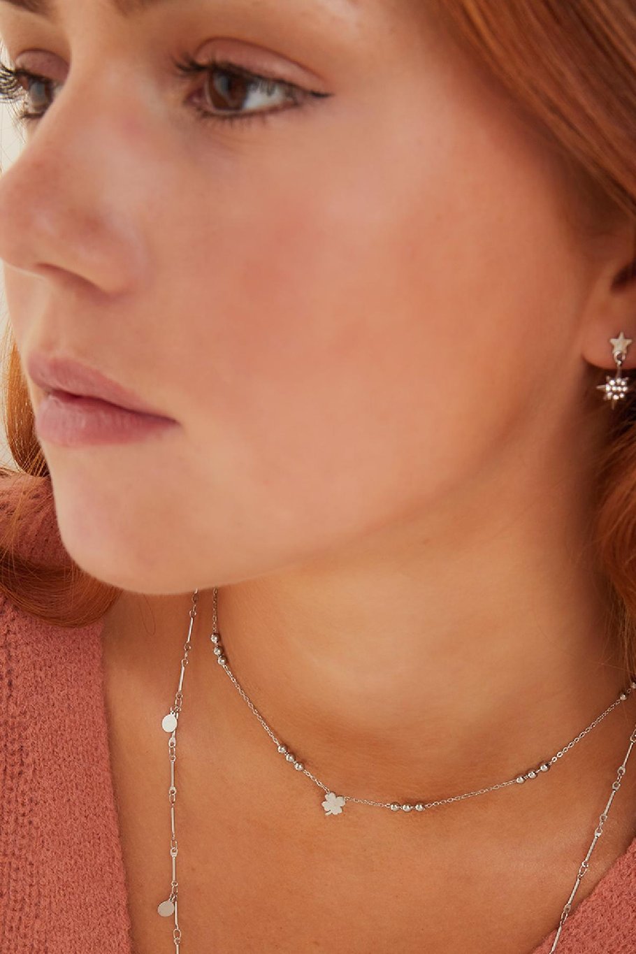 French Riviera | Clover Light – lucky clover surgical steel necklace (silver)