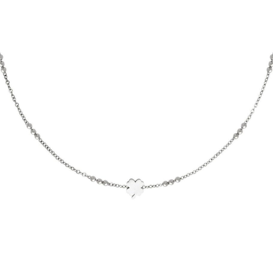 French Riviera | Clover Light – lucky clover surgical steel necklace (silver)