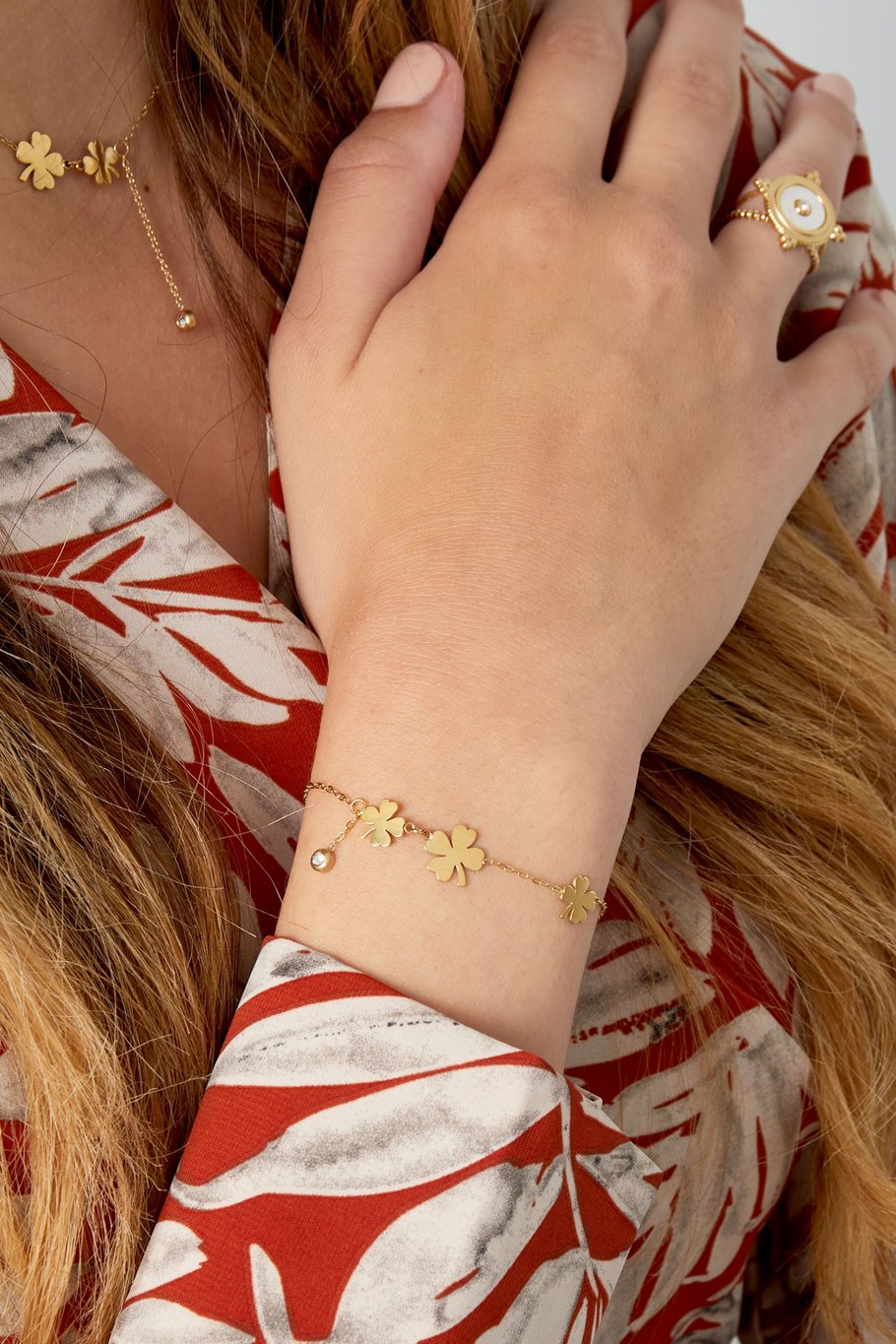 French Riviera | Lucky – lucky clover surgical steel bracelet (gold)