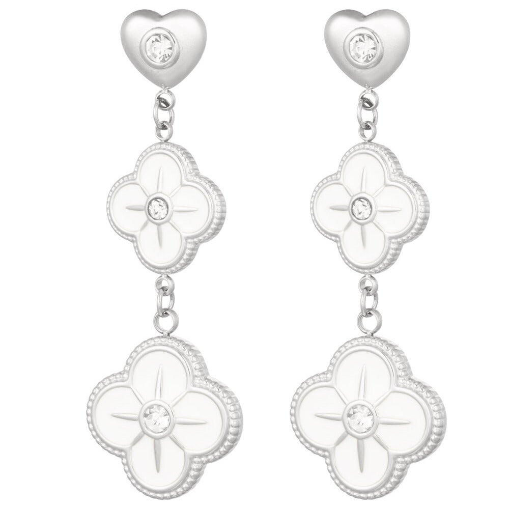 FRENCH RIVIERA | Amour Bloom - Enamel Earrings (Silver)