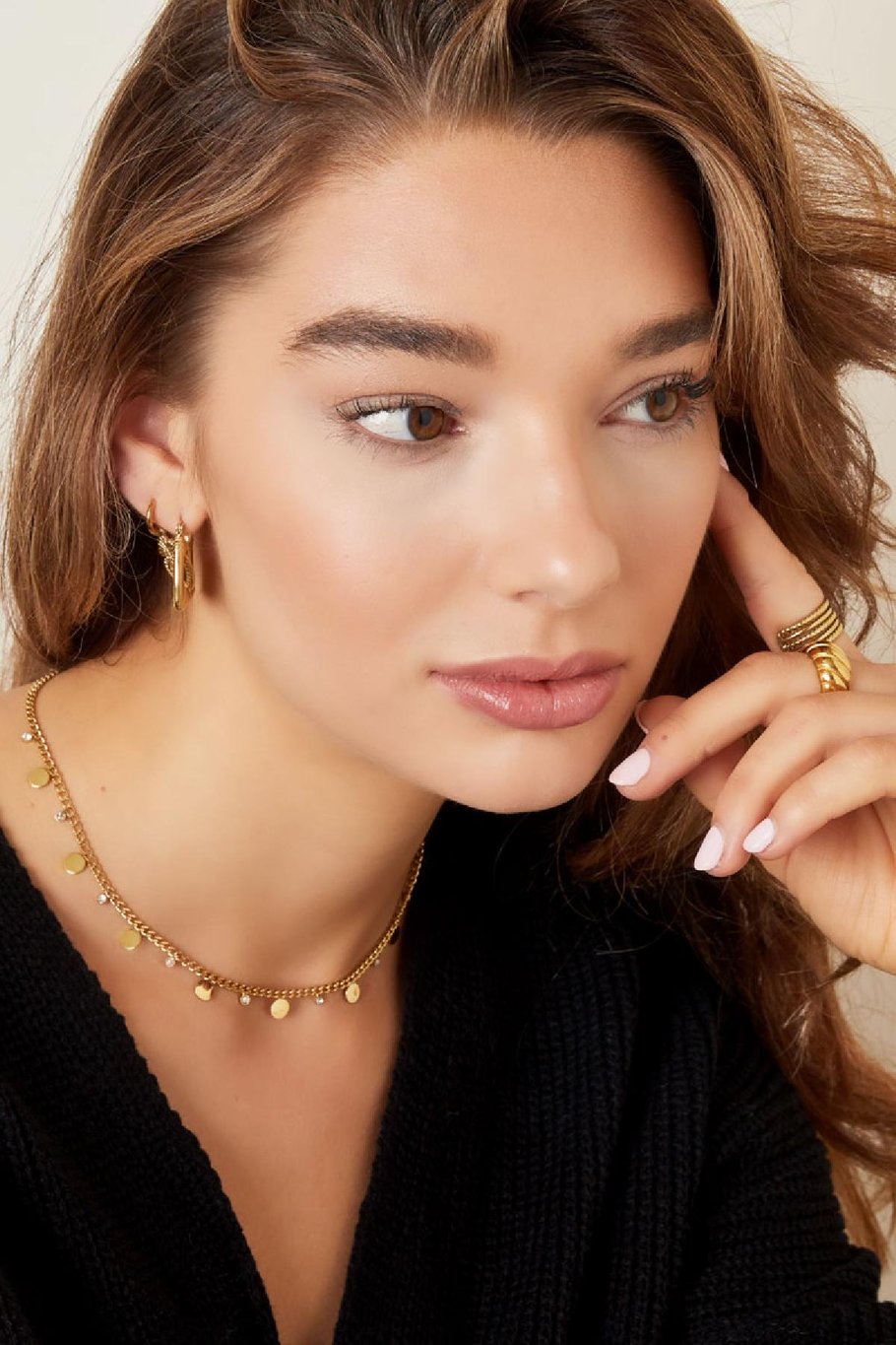 French Riviera | Luna Glow – surgical steel plate necklace (gold)