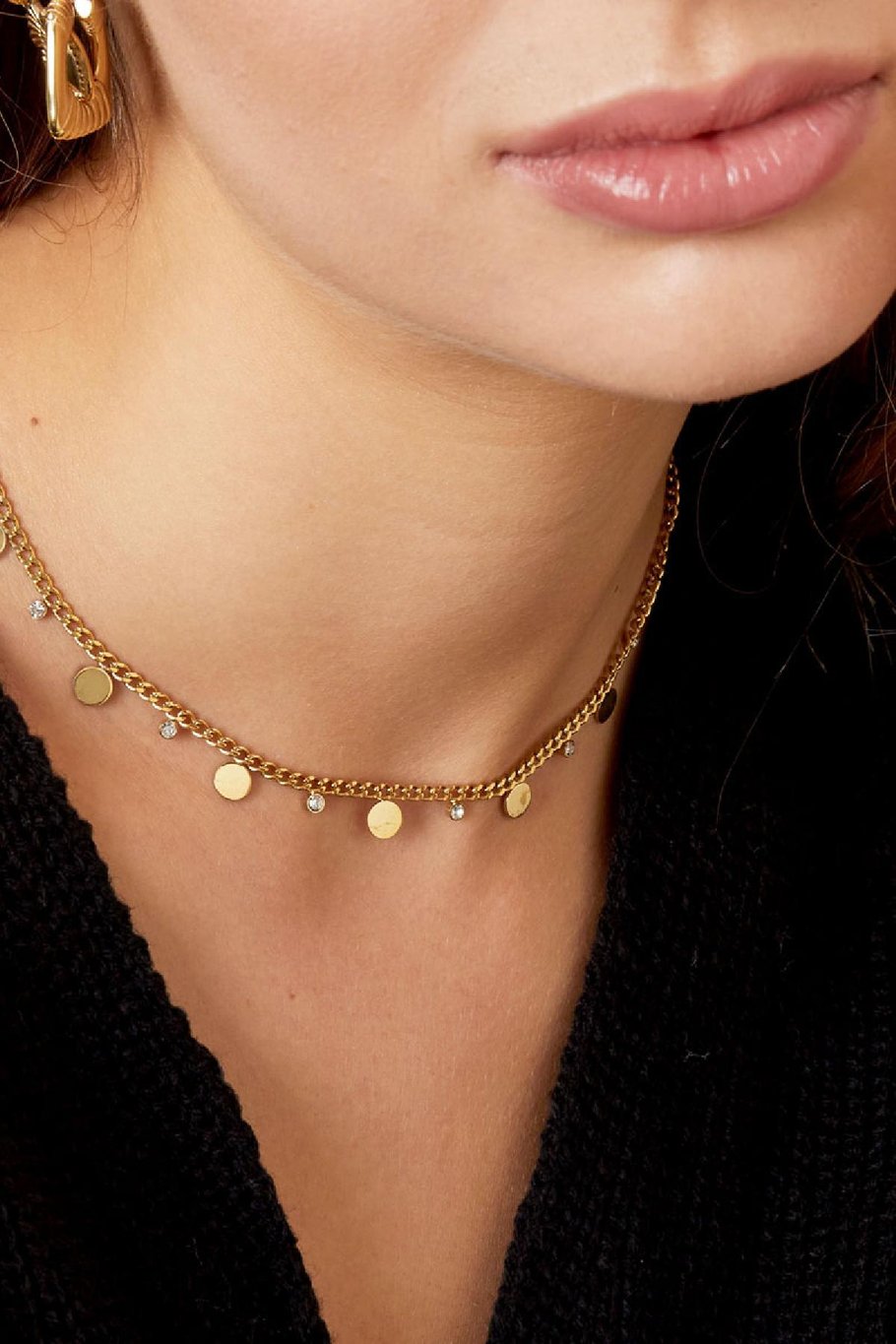 French Riviera | Luna Glow – surgical steel plate necklace (gold)